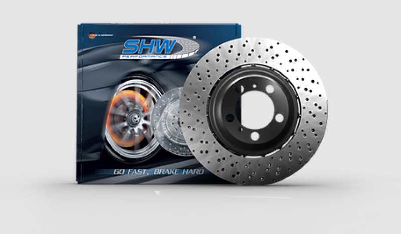 SHW 20-21 Porsche 718 Cayman GT4 4.0L Left Rear Drilled-Dimp Lightweight Brake Rotor (98135240781)