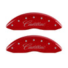 MGP 4 Caliper Covers Engraved Front Cadillac Engraved Rear ATS Red finish silver ch
