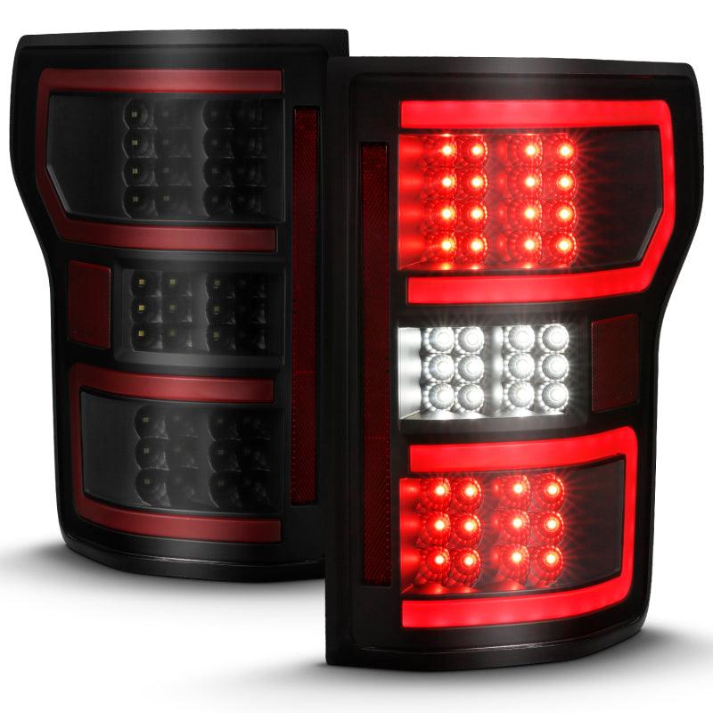 ANZO 18-19 Ford F-150 LED Taillight Black Housing Clear Lens Red Light Bar W/Sequential - Jerry's Rodz