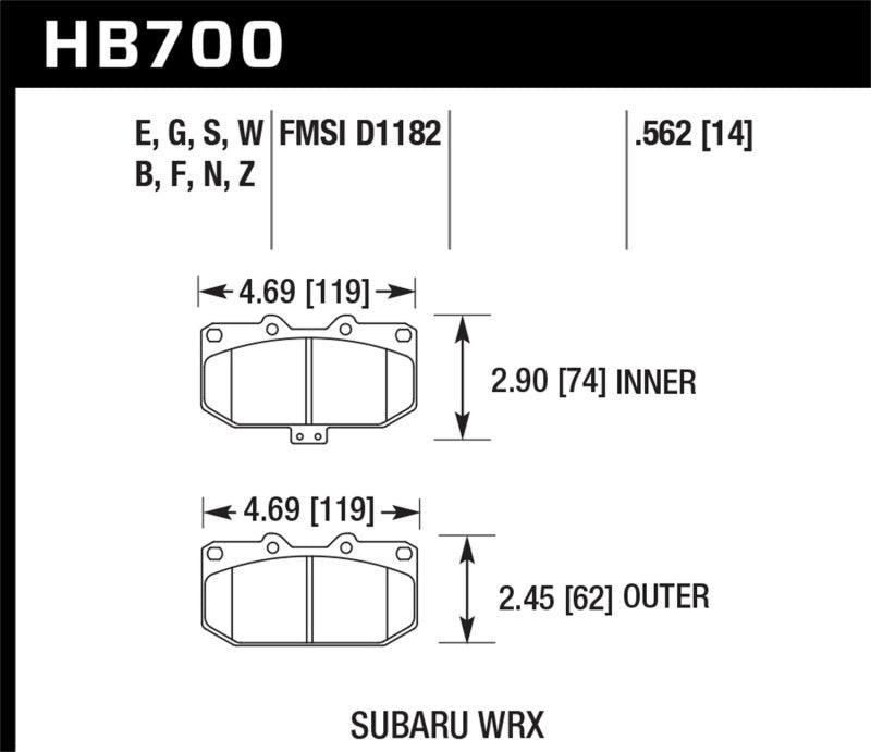 Hawk 06-07 Subaru Impreza WRX DTC-60 Front Race Brake Pads - Jerry's Rodz