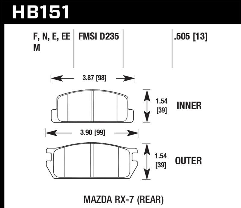 Hawk 81-85 Mazda RX-7 Blue 9012 Rear Race Brake Pads - Jerry's Rodz