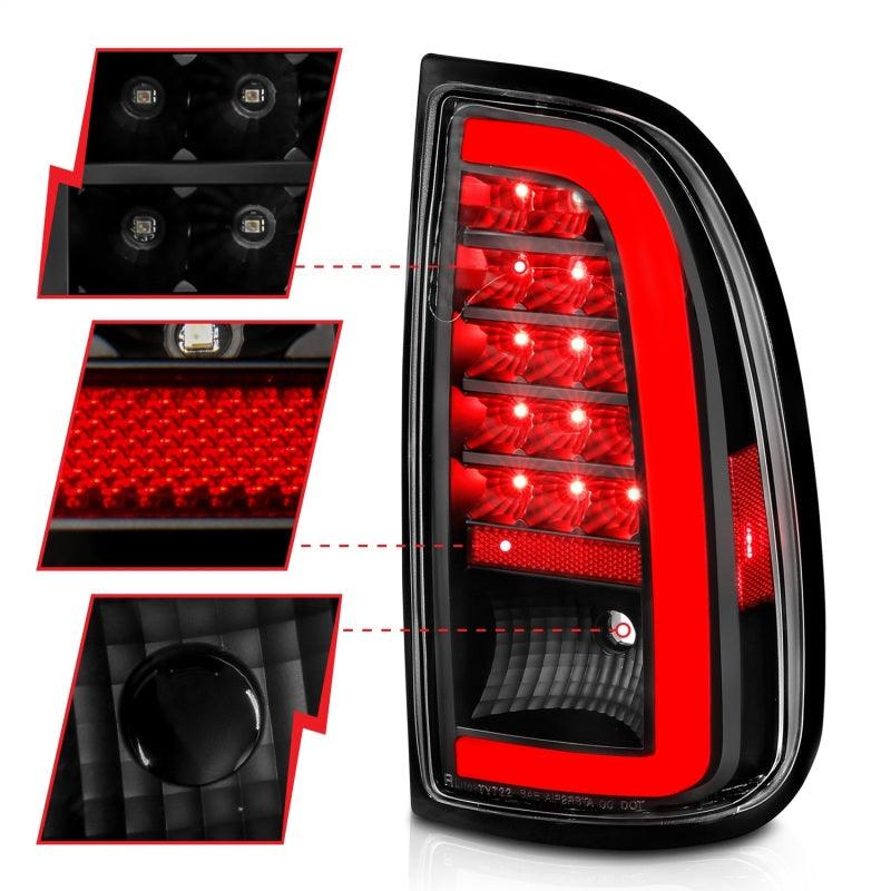ANZO 00-06 Toyota Tundra LED Taillights w/ Light Bar Black Housing Clear Lens - Jerry's Rodz