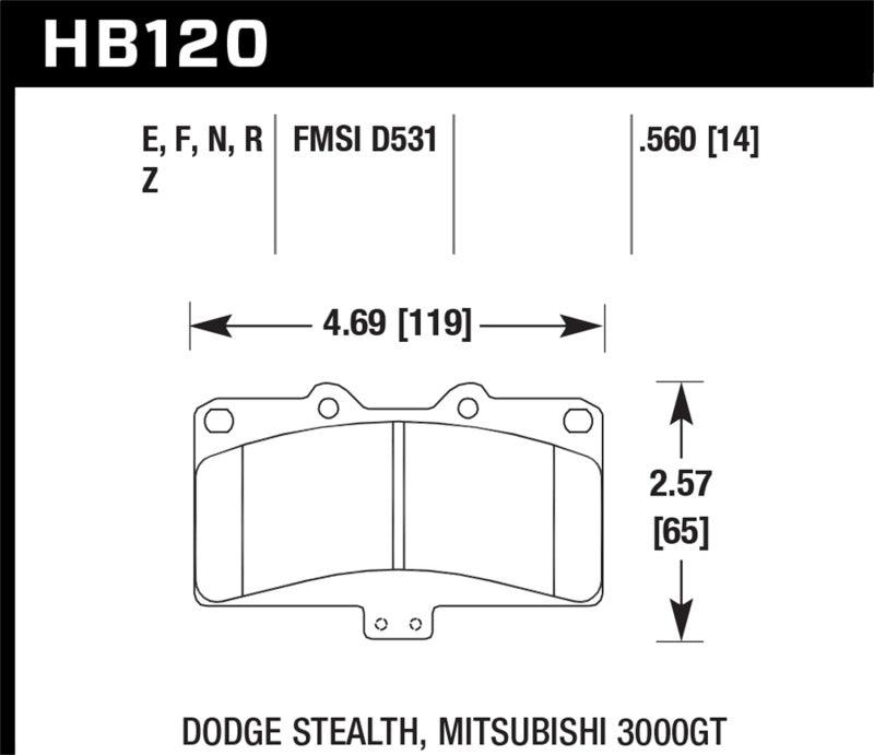 Hawk Mitsubishi 3000 GT VR4/ Dodge Stealth R/T 4WD HP+ Street Front Brake Pads - Jerry's Rodz