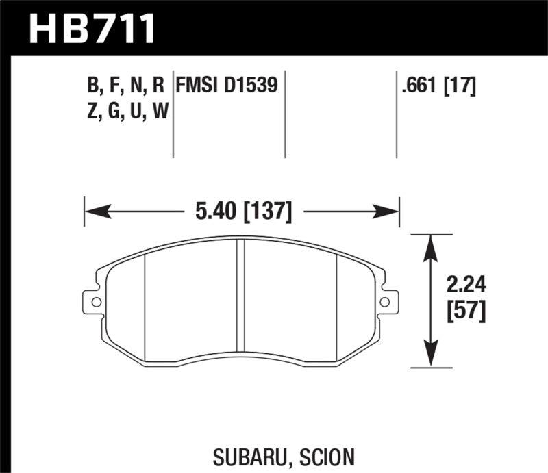 Hawk 13 Subaru BRZ/13 Legacy 2.5i / 13 Scion FR-S DTC-60 Front Race Brake Pads - Jerry's Rodz