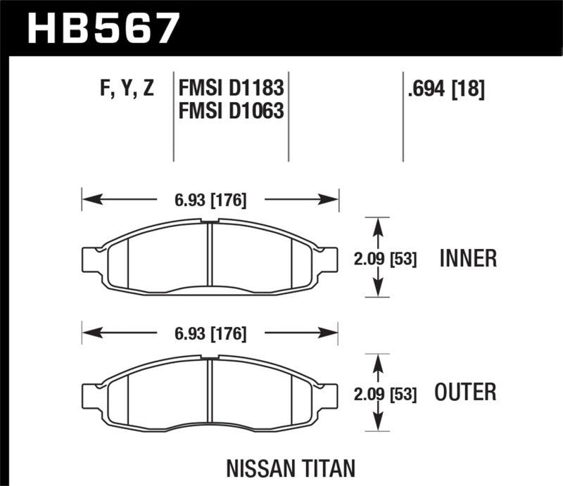 Hawk 04-06 infiniti QX56 / 05-06 Armada / 04 Pathfinder / 04-07 Titan LTS Street Front Brake Pads - Jerry's Rodz