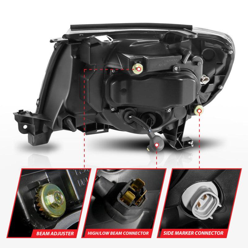 ANZO 05-11 Toyota Tacoma Projector Headlights w/Light Bar Switchback Black Housing - Jerry's Rodz