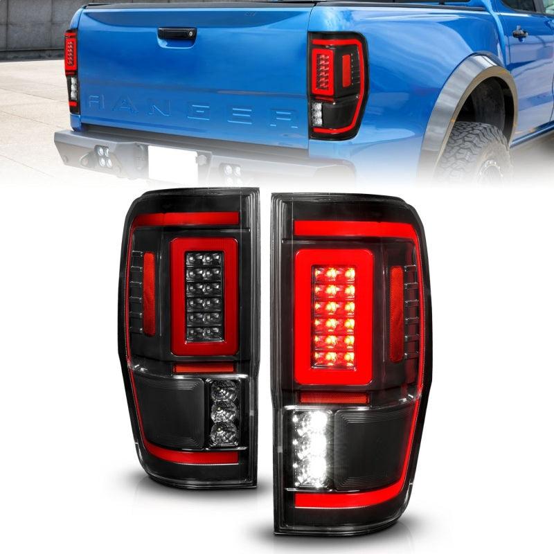 ANZO 19-22 Ford Ranger Full LED Taillights w/ Lightbar Sequential Signal Black Housing/Clear Lens - Jerry's Rodz