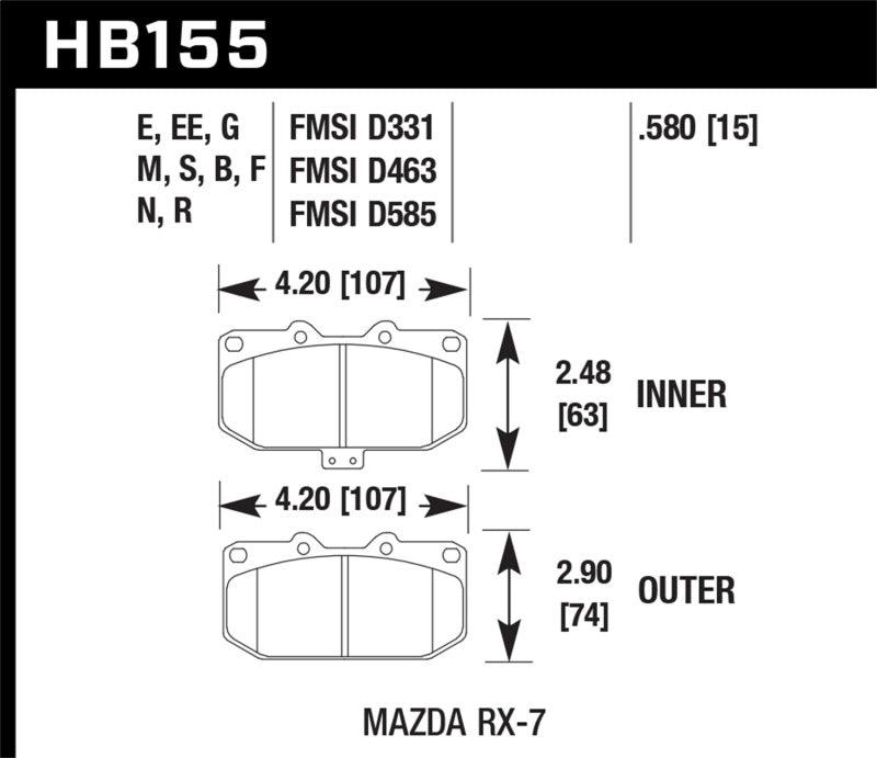 Hawk 93-95 Mazda RX-7 HPS Street Front Brake Pads - Jerry's Rodz