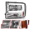ANZO 99-04 Ford F250/F350/F450/Excursion (excl. 99) Crystal Headlights - w/ Light Bar Chrome Housing - Jerry's Rodz