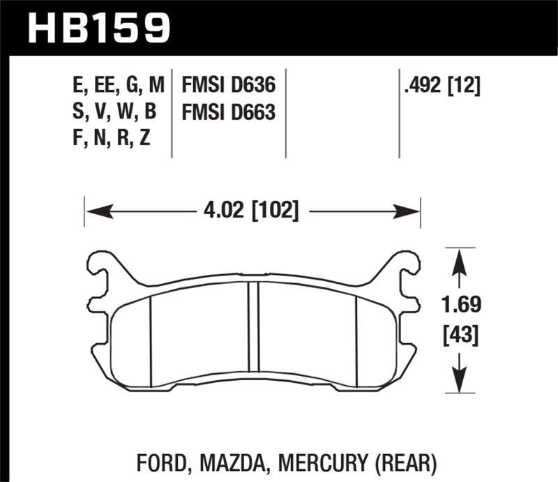 Hawk 97-02 Ford Escort (Inc. LX/Sport) / 94-03 Mazda Miata DTC-60 Race Rear Brake Pads (D636) - Jerry's Rodz