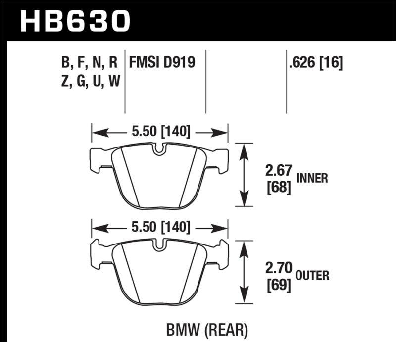 Hawk 04-10 BMW 535i/545i/550i / 04-10 645Ci/650i /02-09 745i/745Li/750 DTC-70 Race Rear Brake Pads - Jerry's Rodz