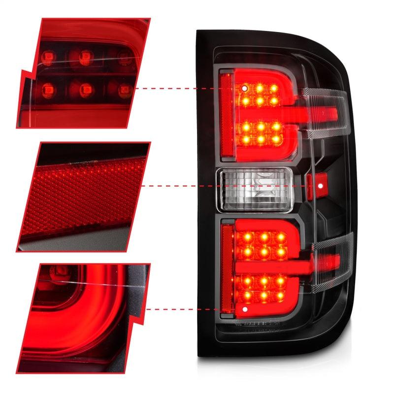 ANZO 15-19 Chevy Silverado 2500HD/3500HD (Halgn Only) LED Tail Lights w/Black Light Bar & Clear Lens - Jerry's Rodz