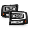ANZO 99-04 Ford F250/F350/F450/Excursion (excl. 99) Crystal Headlights - w/ Light Bar Black Housing - Jerry's Rodz