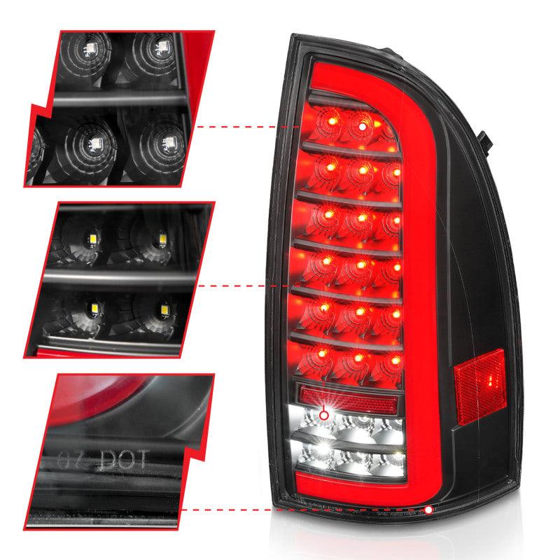 ANZO 05-15 Toyota Tacoma Full LED Tail Lights w/Light Bar Sequential Black Housing Clear Lens - Jerry's Rodz