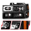 ANZO 88-98 Chevrolet C1500 Crystal Headlights Black Housing w/ Signal and Side Marker Lights - Jerry's Rodz