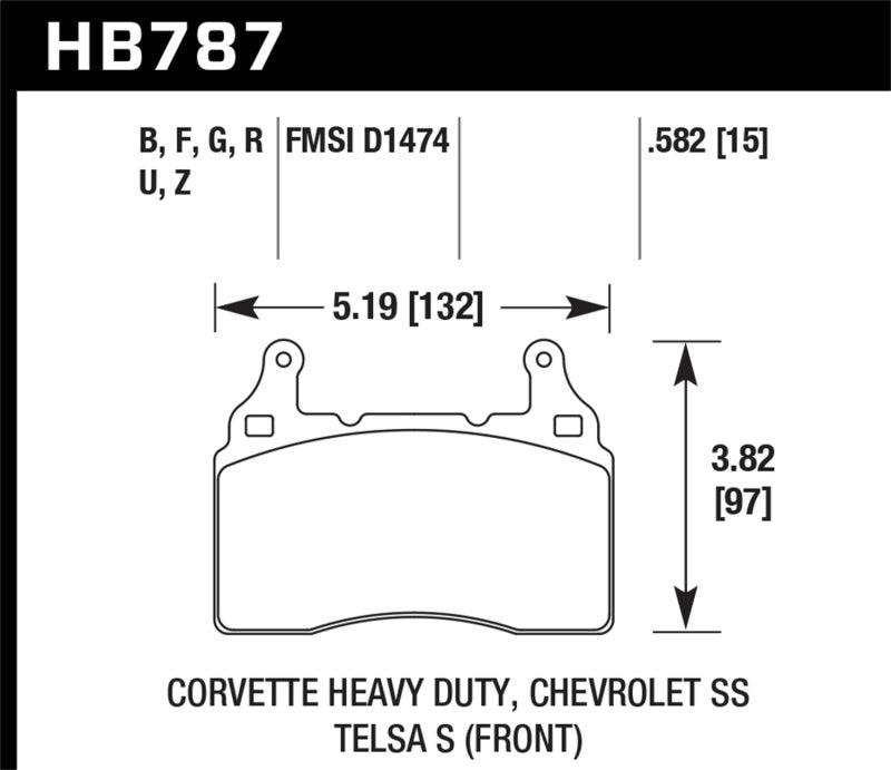 Hawk 15-17 Chevy Corvette Z06 HPS 5.0 Front Brake Pads - Jerry's Rodz