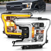 ANZO 2018-2020 Ford F-150 Projector Headlight w/Plank Style Switchback Chrome Housing - Jerry's Rodz