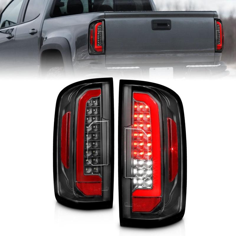 ANZO 15-21 Chevrolet Colorado Full LED Tail Lights w/ Red Lightbar Black Housing Clear Lens - Jerry's Rodz