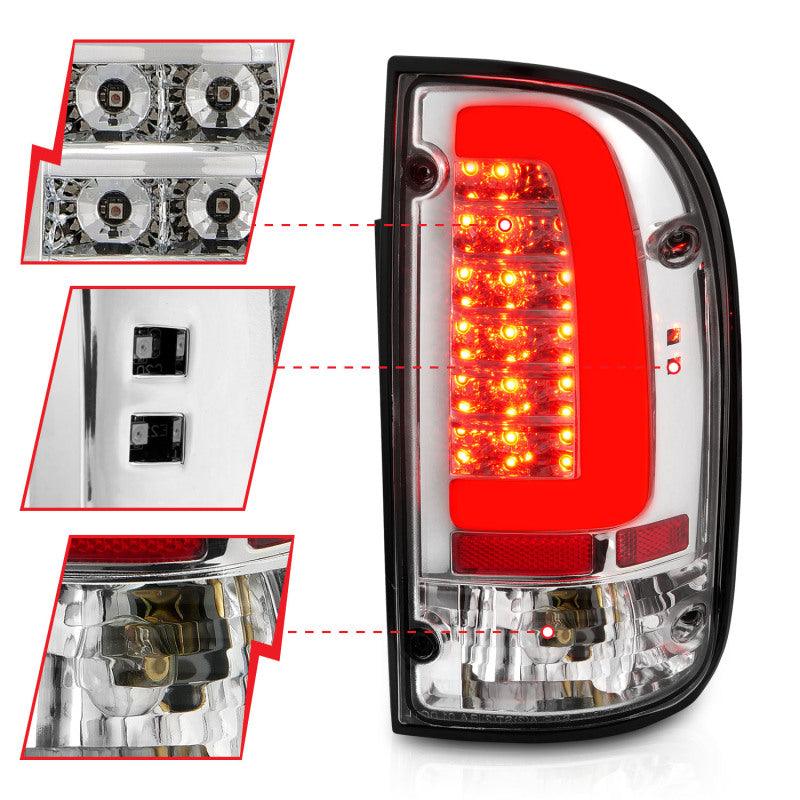 ANZO 95-00 Toyota Tacoma LED Taillights Chrome Housing Clear Lens (Pair) - Jerry's Rodz