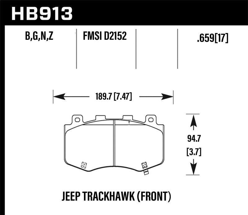 Hawk 18-19 Jeep Grand Cherokee Trackhawk DTC-60 Front Brake Pads - Jerry's Rodz