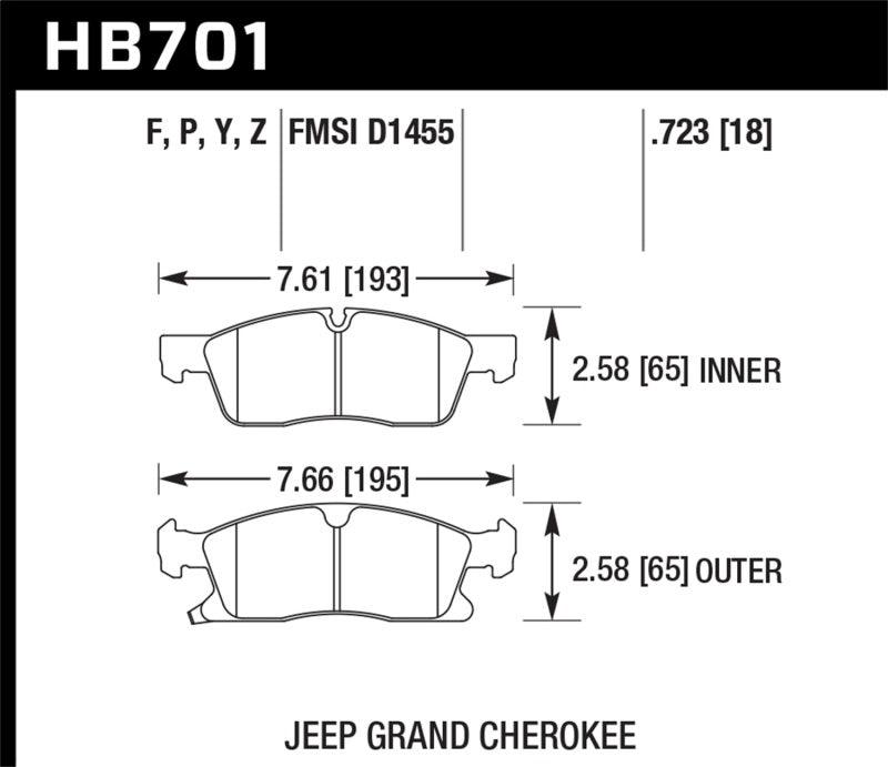 Hawk 11-12 Dodge Durango / 11-12 Jeep Grand Cherokee LTS Front Street Brake Pads - Jerry's Rodz