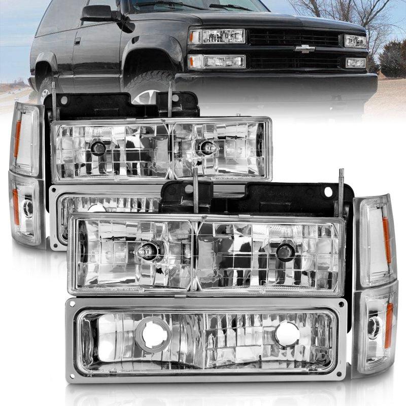 ANZO 88-98 Chevrolet C1500 Crystal Headlights Chrome w/ Signal and Side Marker Lights - Jerry's Rodz