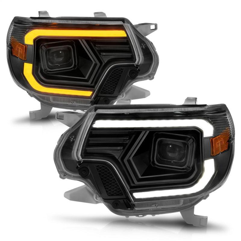 ANZO 12-15 Toyota Tacoma Projector Headlights - w/ Light Bar Switchback Black Housing - Jerry's Rodz