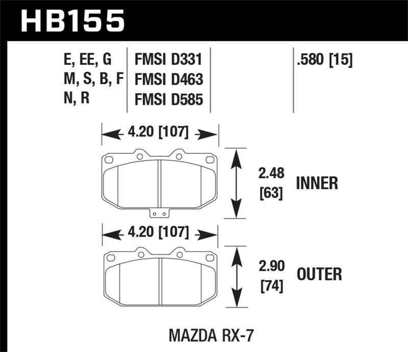 Hawk 86-95 Mazda RX-7 DTC-60 Race Front Brake Pads - Jerry's Rodz