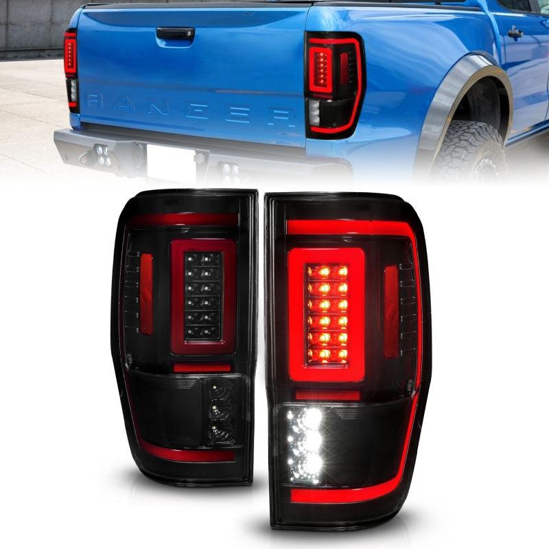 ANZO 19-22 Ford Ranger Full LED Taillights w/ Lightbar Sequential Signal Black Housing/Smoke Lens - Jerry's Rodz