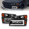 ANZO 04-12 GM Colorado/Canyon/I-Series Crystal Headlights - w/ Light Bar Black Housing 4pcs - Jerry's Rodz