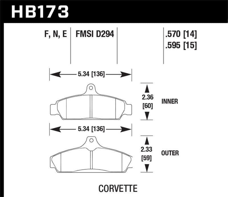 Hawk 84-87 Chevy Corvette 5.7 HPS Street Front Brake Pads - Jerry's Rodz
