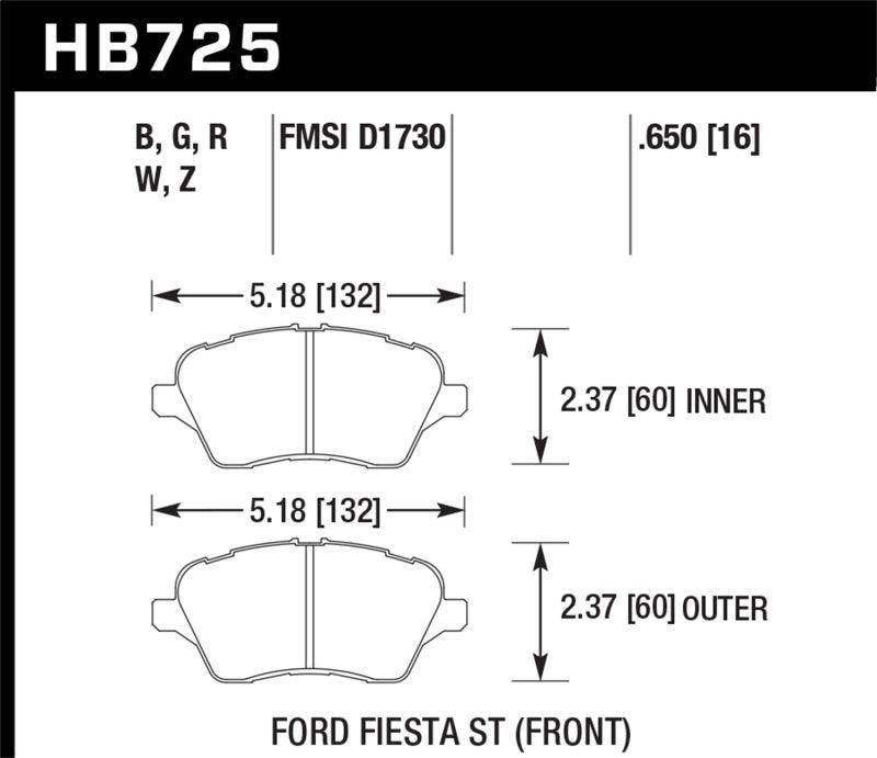 Hawk 2014 Ford Fiesta ST DTC-60 Front Brake Pads - Jerry's Rodz