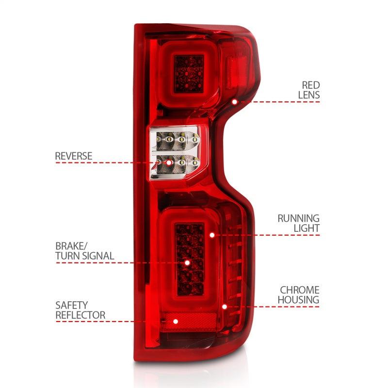 Anzo 19-21 Chevy Silverado Work Truck Full LED Tailights Chrome Housing Red Lens G2(w/C Light Bars) - Jerry's Rodz