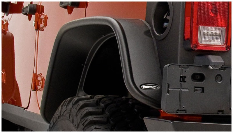 Bushwacker 07-18 Jeep Wrangler Unlimited Flat Style Flares 2pc 4-Door Sport Utility Only - Black