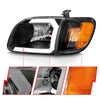 ANZO 00-04 Toyota Tundra (Fits Reg/Acc Cab Only) Crystal Headlights w/Light Bar Black w/Corner Light - Jerry's Rodz