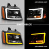 ANZO 07-14 Chevy Tahoe Projector Headlights w/ Plank Style Design Black w/ Amber - Jerry's Rodz