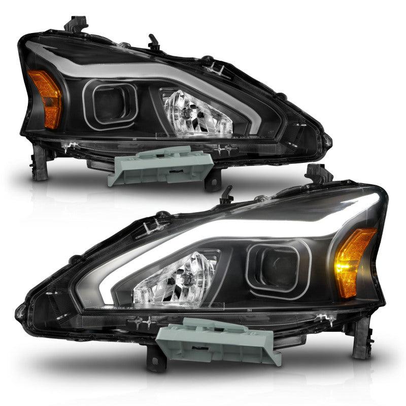 ANZO 13-15 Nissan Altima (w/o Factory HID Bulbs) Projector Headlights - w/ Light Bar Black Housing - Jerry's Rodz