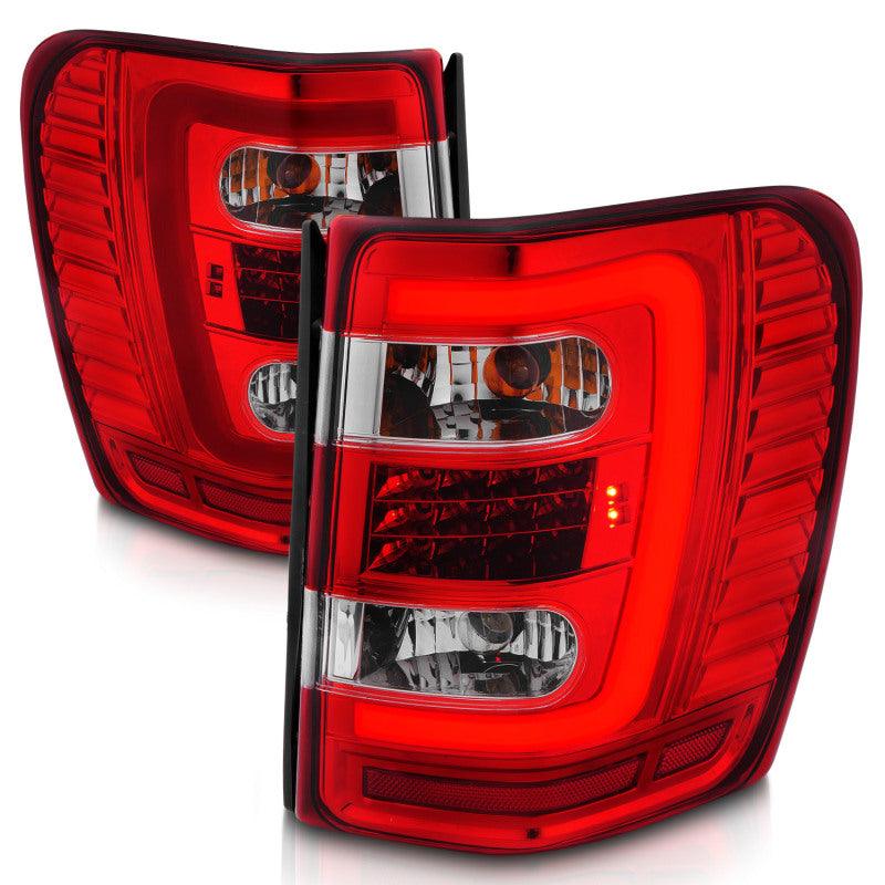 ANZO 1999-2004 Jeep Grand Cherokee LED Tail Lights w/ Light Bar Chrome Housing Red/Clear Lens - Jerry's Rodz