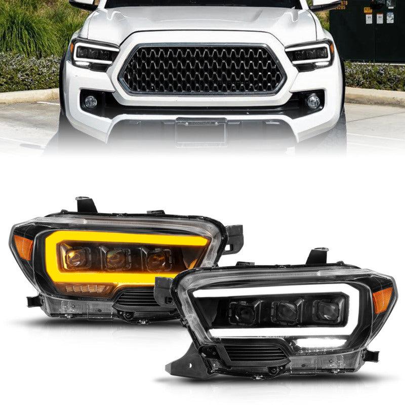 ANZO 16-22 Toyota Tacoma LED Projector Headlights w/ Light Bar Sequential Black Housing w/Initiation - Jerry's Rodz