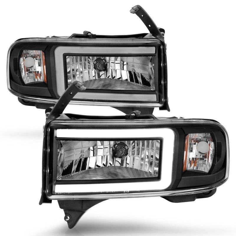 ANZO 94-02 Dodge RAM Crystal Headlight - w/ Light Bar Black Housing - Jerry's Rodz