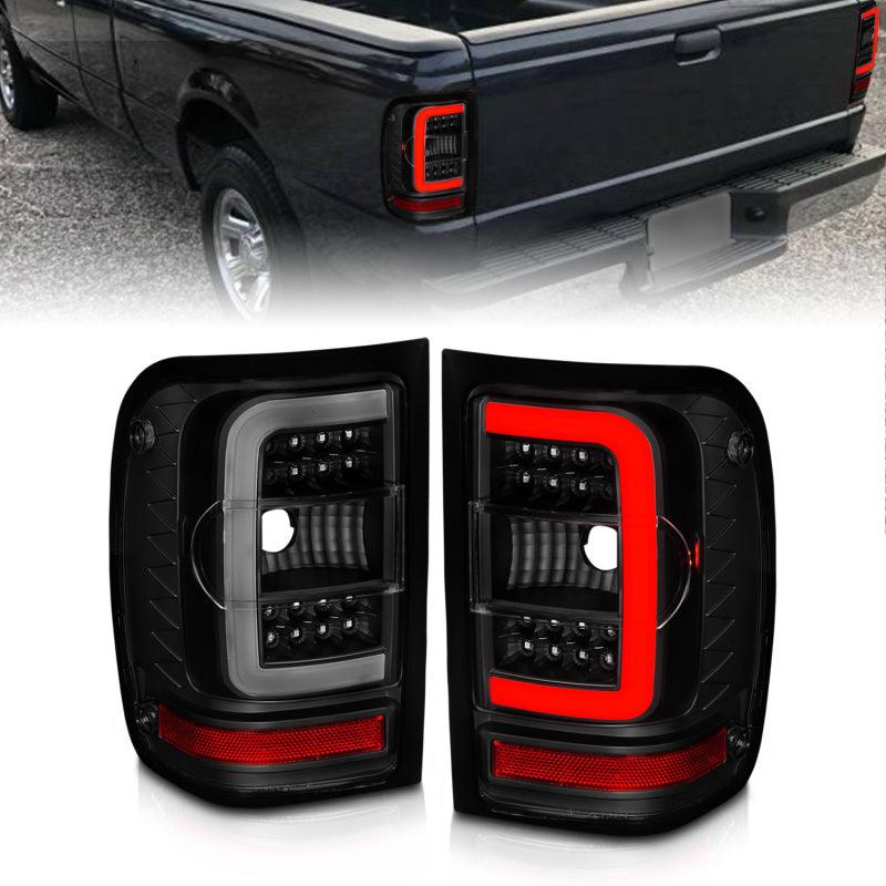 ANZO 01-11 Ford Ranger LED Taillights - Black Housing w/ Smoke Lens & Light Bar - Jerry's Rodz