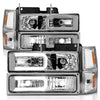 ANZO 88-98 Chevrolet C1500 Crystal Headlights w/Light Bar Chrome Housing w/ Signal Side Markers 8Pcs - Jerry's Rodz