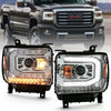 ANZO 2016-2019 Gmc Sierra 1500 Projector Headlight Plank Style Chrome w/ Sequential Amber Signal - Jerry's Rodz