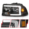 ANZO 97-04 Dodge Dakota/Durango Crystal headlight Set w/ Light Bar Black Housing - Jerry's Rodz