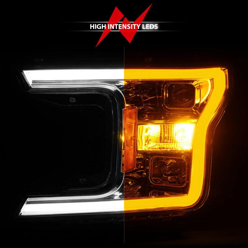 ANZO 2018-2020 Ford F-150 Projector Headlight w/Plank Style Switchback Chrome Housing - Jerry's Rodz