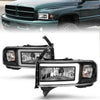 ANZO 94-02 Dodge RAM Crystal Headlight - w/ Light Bar Black Housing - Jerry's Rodz