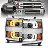 ANZO Projector Headlights 15-17 Chevrolet Silverado 2500HD / 3500HD Chrome w/ Chrome Rim - Jerry's Rodz