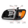 ANZO 00-04 Toyota Tundra (Fits Reg/Acc Cab Only) Crystal Headlights w/Light Bar Black w/Corner Light - Jerry's Rodz