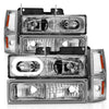 ANZO 88-98 Chevrolet C1500 Crystal Headlights Chrome Housing w/ Signal and Side Marker Lights - Jerry's Rodz