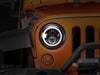 Raxiom 97-18 Jeep Wrangler TJ/JK Axial Halo Headlights w/ DRL Amber Signals- Blk Hsng (Clear Lens)